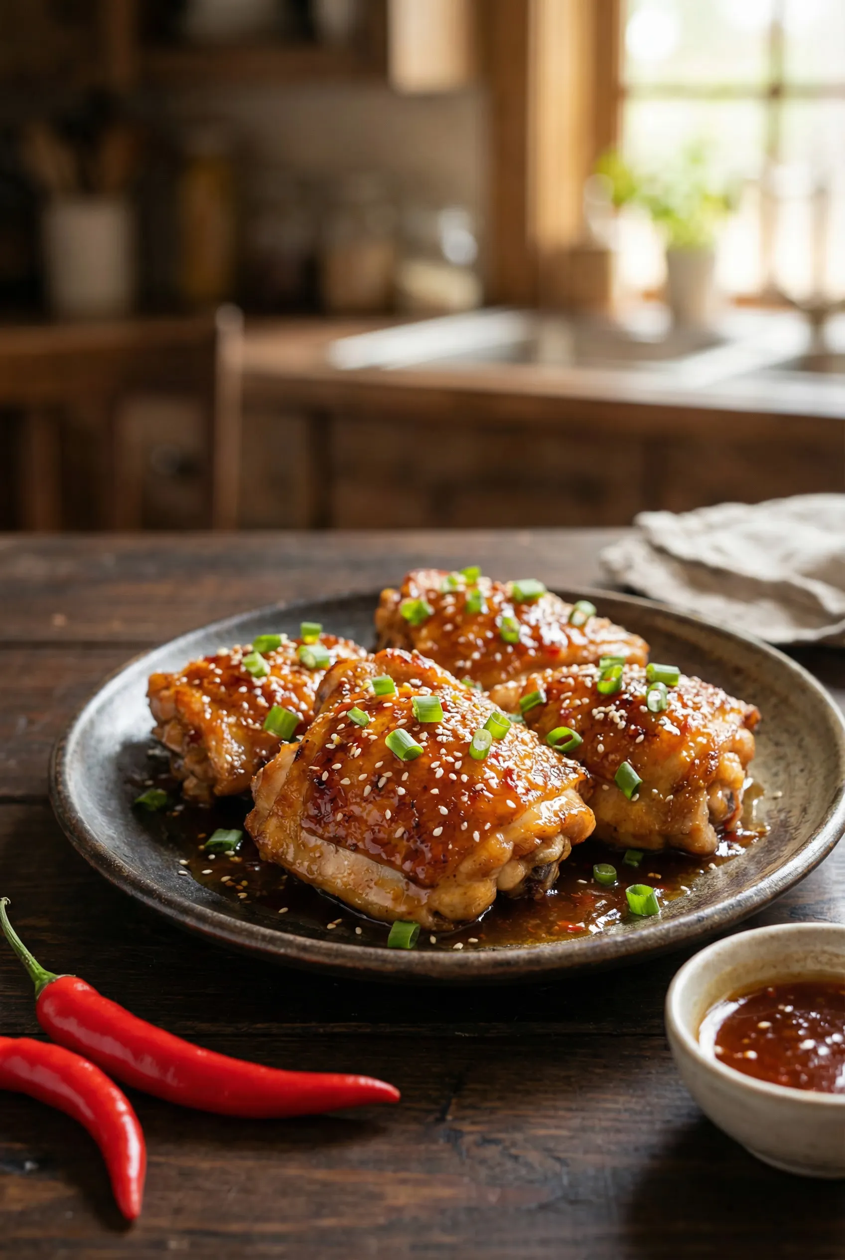 Chili Honey Crispy Chicken Thighs