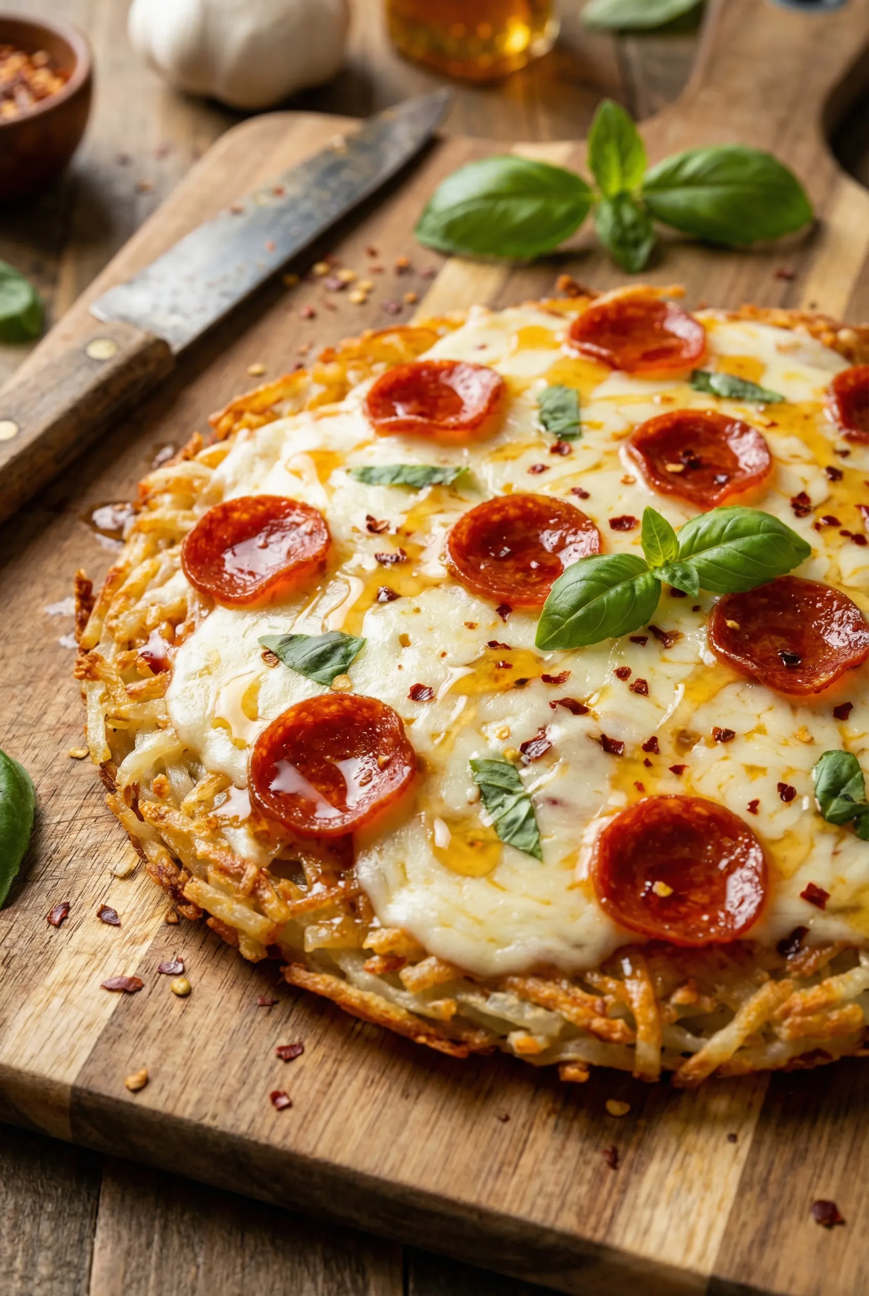 Hot Honey Pepperoni Pizza Hash Browns