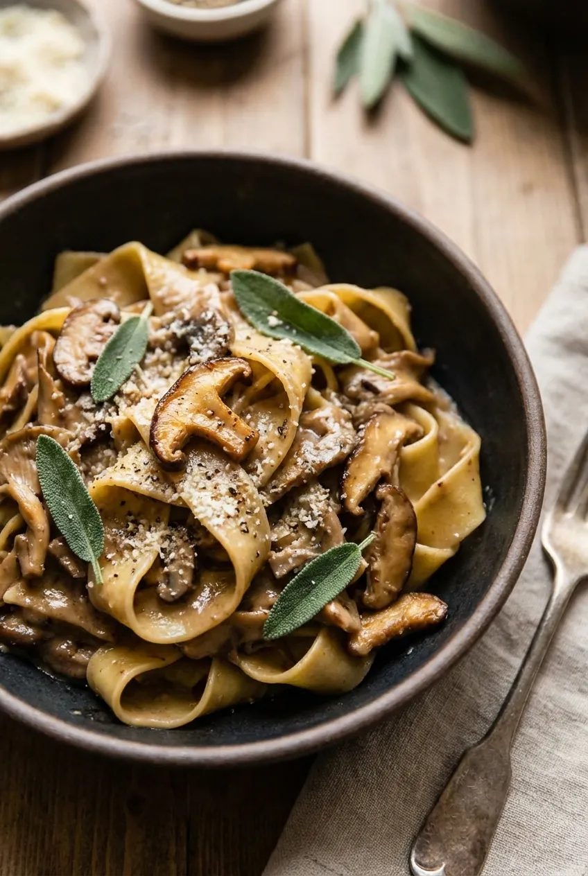 One-Pot Creamy Mushroom and Sage Pasta